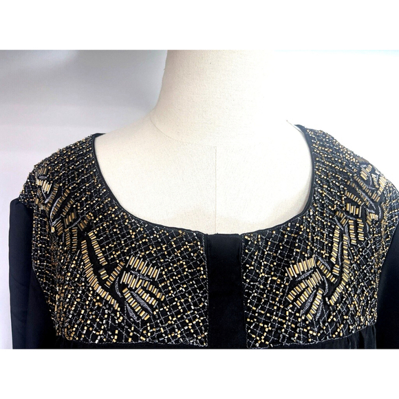 Avenue Black Beaded Balloon Sleeves Top Tunic Plus Size 26 28 New - Picture 3 of 15